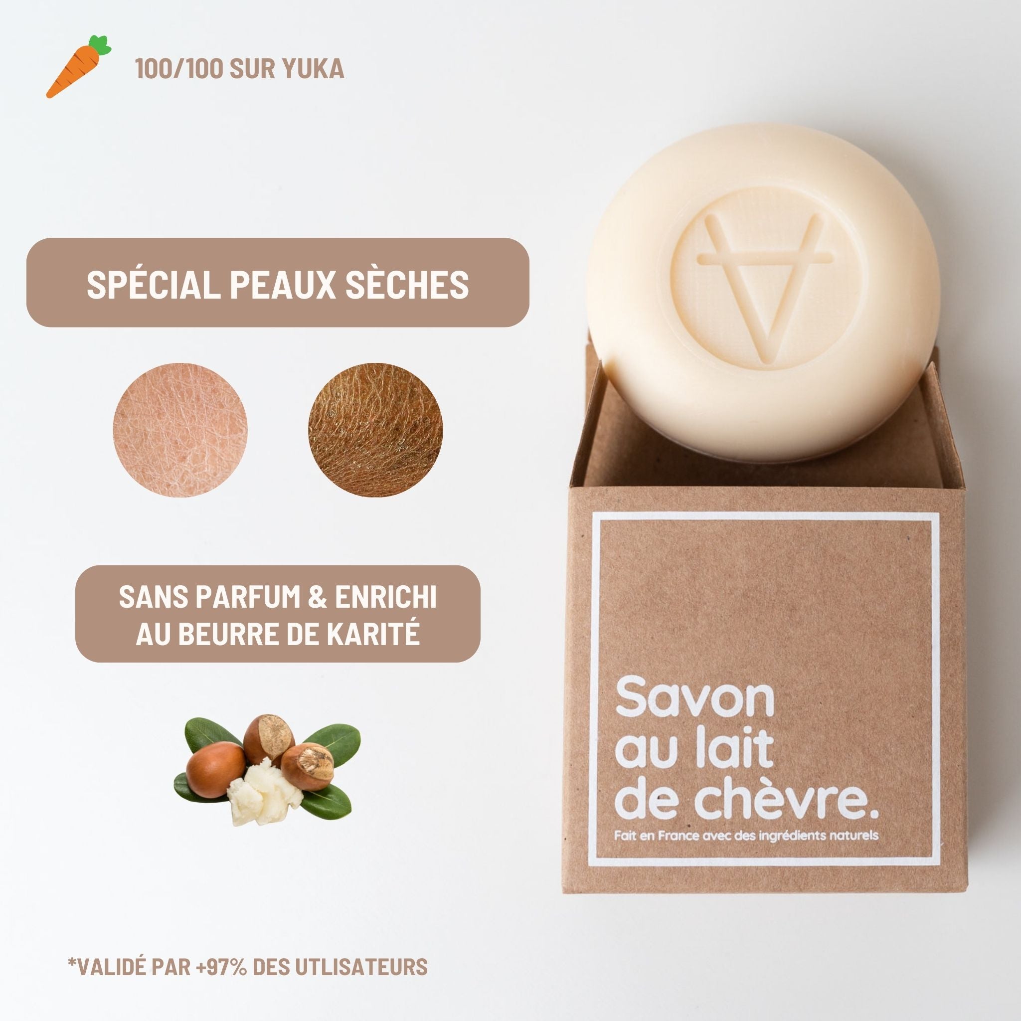 Le savon au lait de chèvre bio - Sans parfum - Spécial peaux sèches